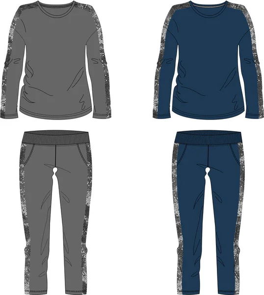 Kadın spor takımı kapüşonlu dekor tasarım şablonu çizimi