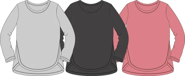 Kapüşonlu tişört uzun kollu fermuar tasarım şablonu çizimi