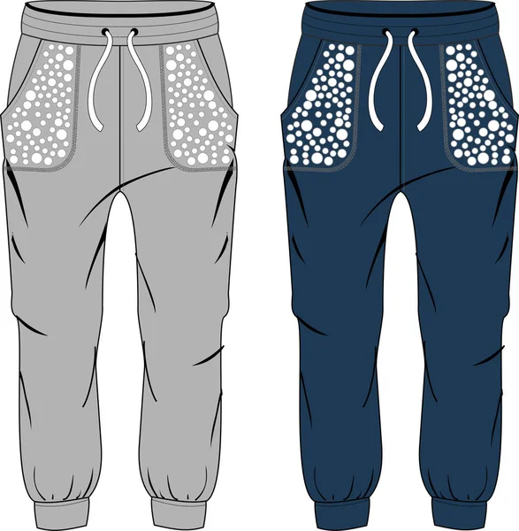 Meisje mode sport jogger broek vlinder template — Stockvector