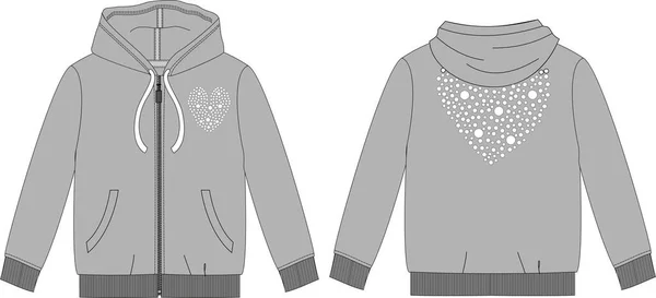 Kabát kapucnis ing hosszú ujjú sport ziper design sablon rajz — Stock Vector