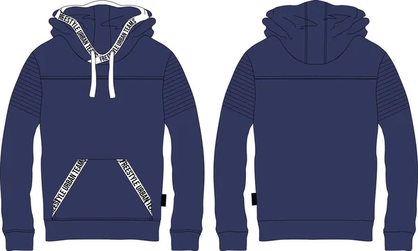 Erkekler kapüşonlu uzun kollu tişört giyer.