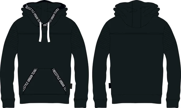 Erkekler kapüşonlu uzun kollu tişört giyer.