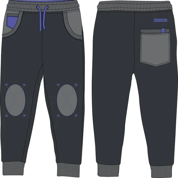 Garçons pantalons de jogging sport vêtements urbains modèle technique — Image vectorielle