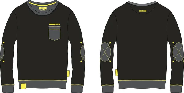 Jungen Kapuzenpullover Langarm T-Shirt tragen technische Vorlage — Stockvektor