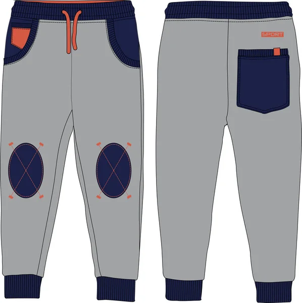 Garçons pantalons de jogging sport vêtements urbains modèle technique — Image vectorielle