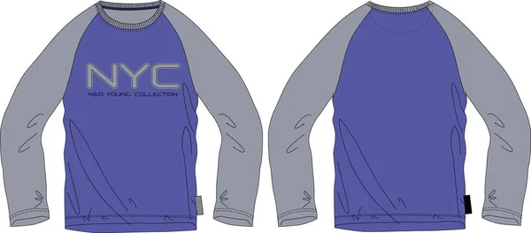 Erkekler uzun kollu reglan tarzı tişört giyer..