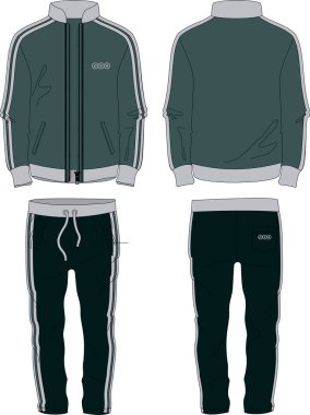 Erkek forması. Ceket fermuarı ve pantolon şablonu.