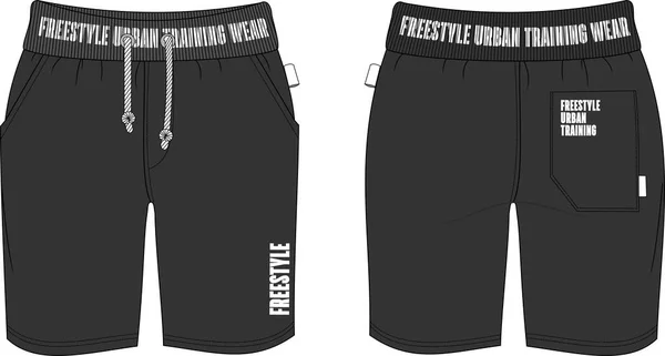Man shorts black fit εκπαίδευση freestyle αστικό πρότυπο — Διανυσματικό Αρχείο