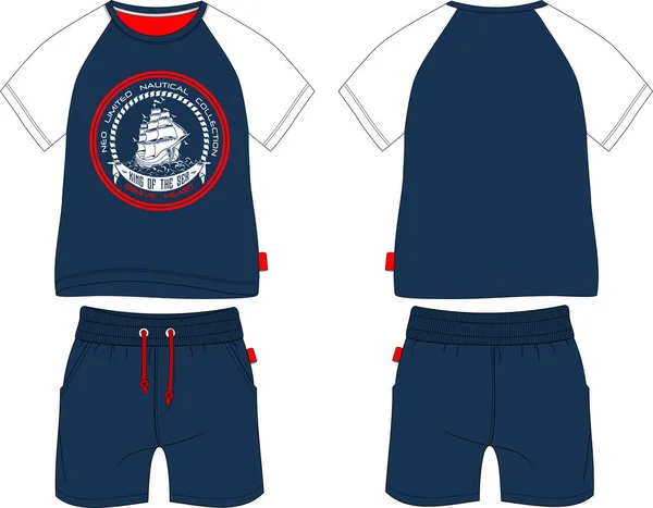 Erkekler tişörtü reglan şort takım elbise takımı kralı