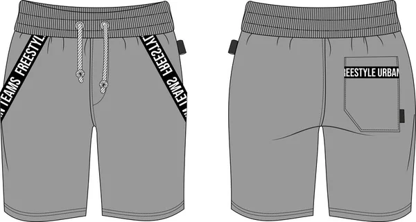 男子短裤自由风格运动素描模板 — 图库矢量图片