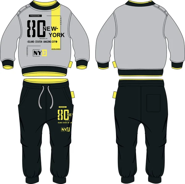 Jongens sport pak set hoodie plus jogger broek ontwerp temlate — Stockvector