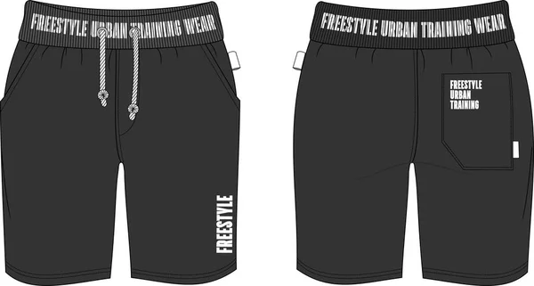 Homem shorts preto ajuste formação freestyle modelo urbano — Vetor de Stock