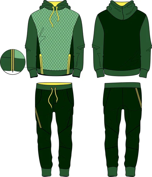 Man fit Suit set hoodie and joggers pants with zipper template Royalty Free Stock Illustrations