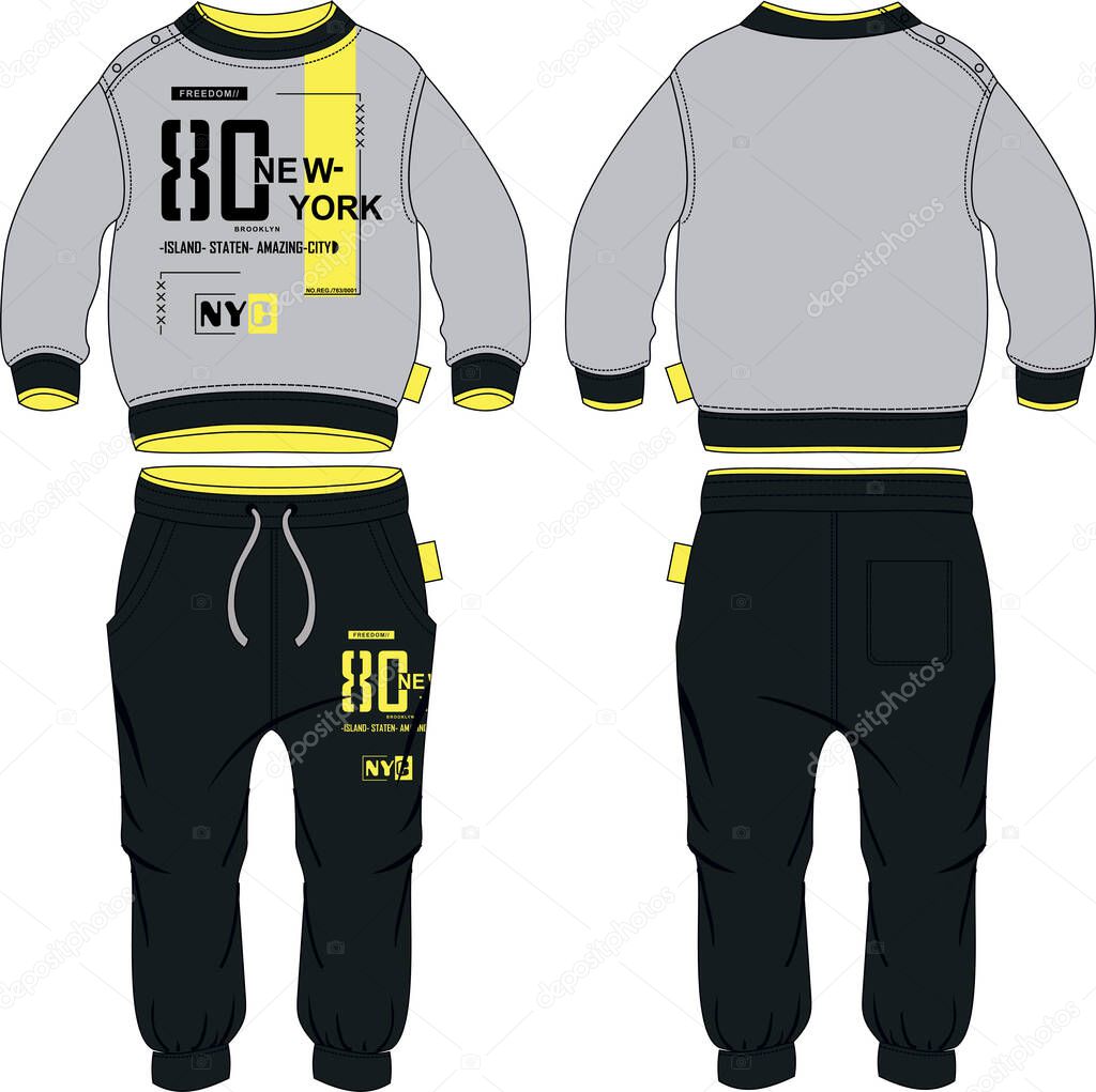 Boys sport suit set hoodie plus jogger pants design temlate