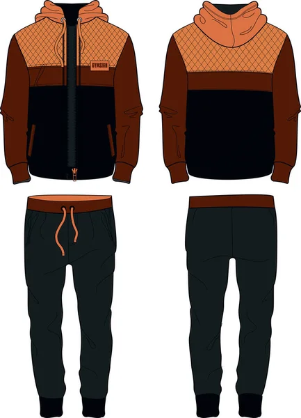 Muž Sport Oblek bunda zip a joggers kalhoty šablony — Stockový vektor