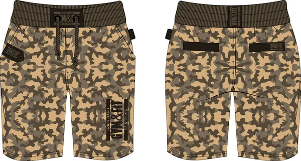Homem shorts padrão militar ginásio ajuste modelo — Vetor de Stock