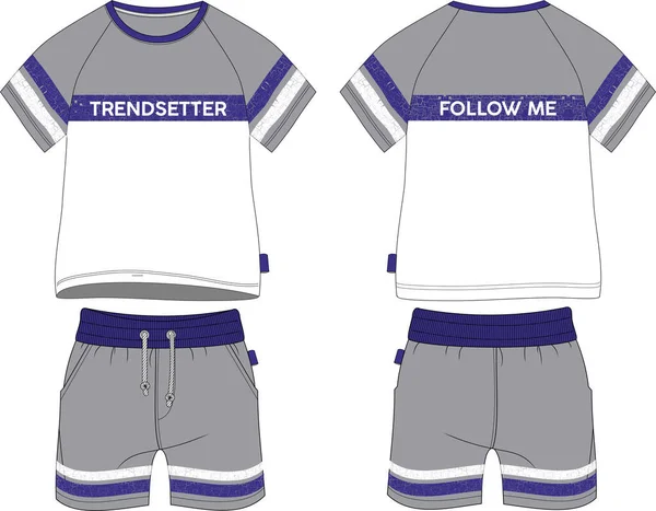 T-shirt garçon reglan shorts costume set trendsetter vie — Image vectorielle