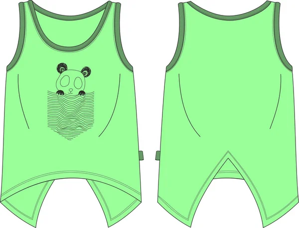 Dívky fit tank shirt panda vzor šablony — Stockový vektor
