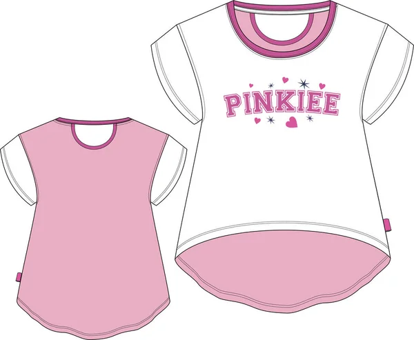 Kızlar gömlek serçe parmak teknik taslak şablonu