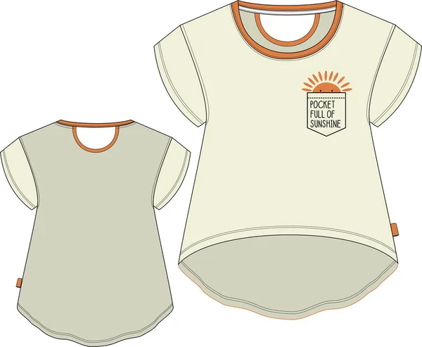 Kızlar gömlek cebi güneş teknik taslak şablonu