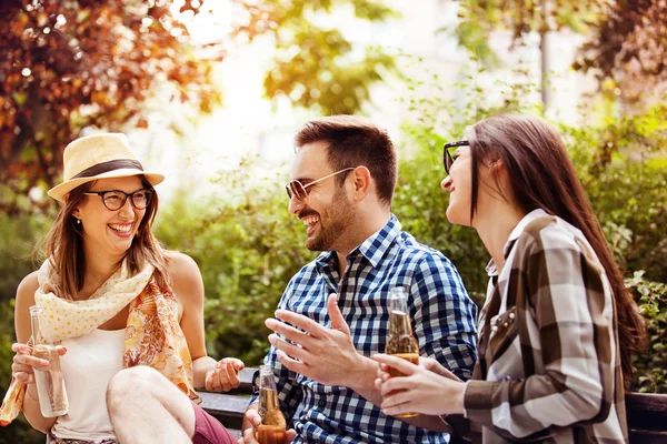 Vrienden is genieten in het Park — Stockfoto