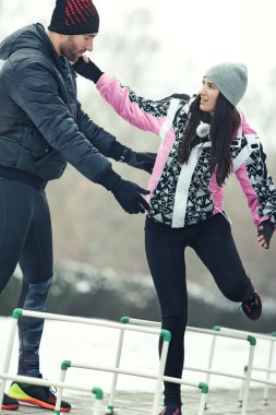 Açık havada egzersiz hevesli aşk Çift.