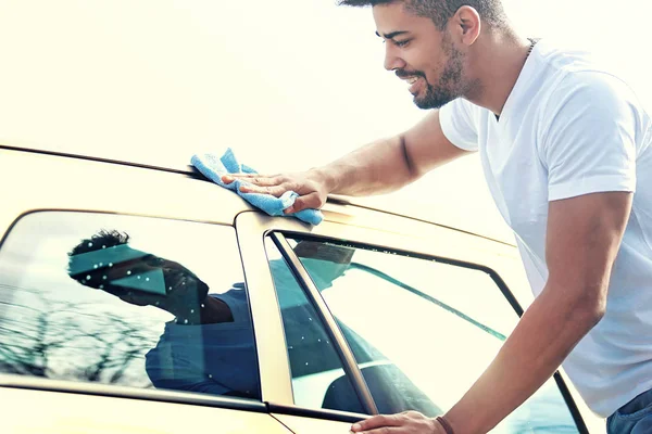 Man washing car