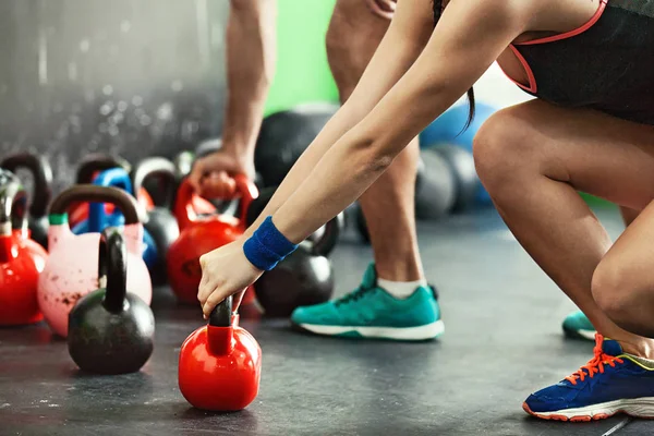 Training by kettlebell — Stock Photo, Image