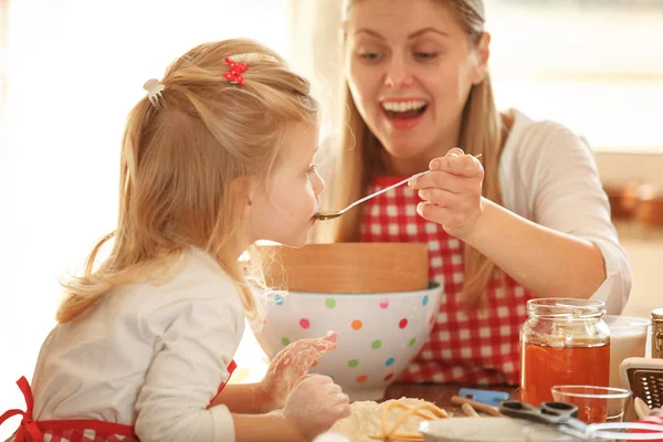 Mum and Daughter Making Dough