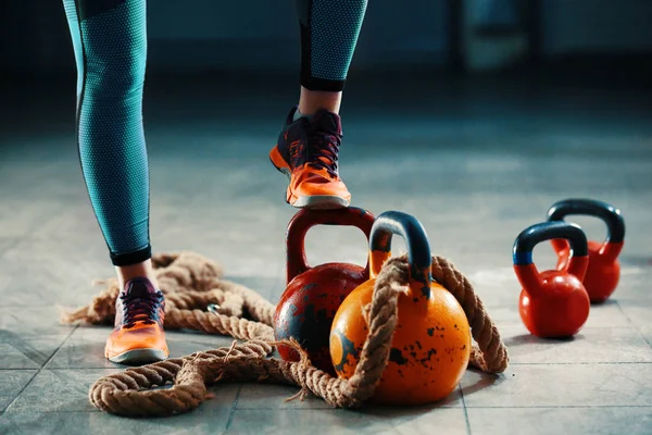 Trainen met de kettlebell — Stockfoto