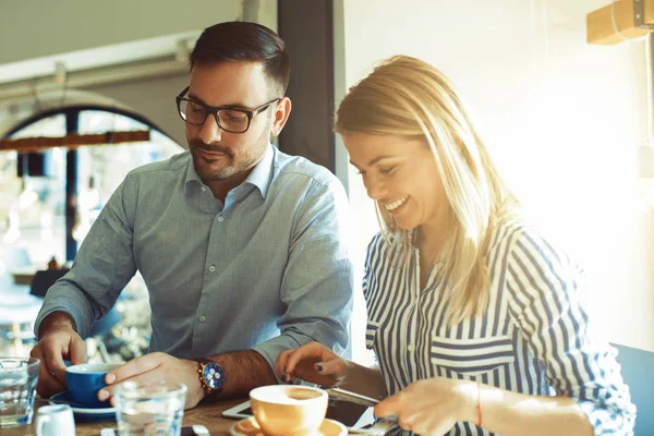 Love Couple in Cafe — Stock Photo, Image