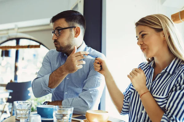 Love Couple in Cafe — Stock Photo, Image