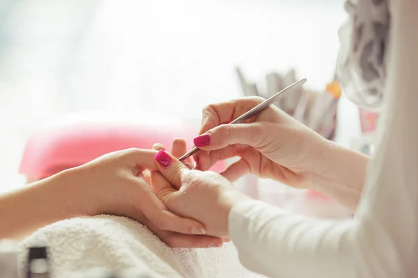 Cuticle Remover. Manicure Treatment. Close up. — Stock Photo, Image
