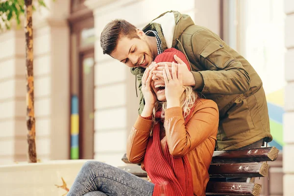 Couple heureux amoureux Célébration de Noël — Photo