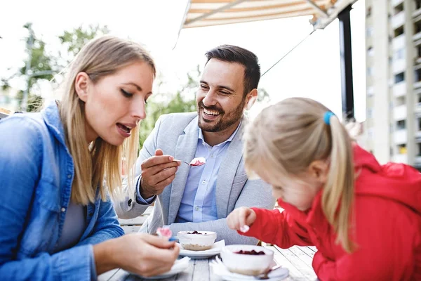 Family enjoying restaurant