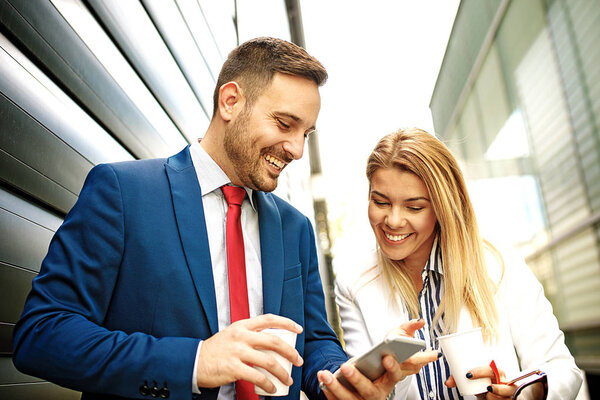 Business people are discussing about project