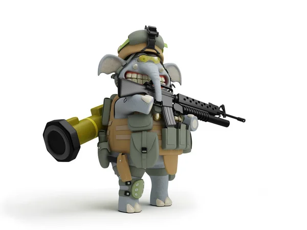 Tecknad soldat relephant på inlägget 3D illustration — Stockfoto