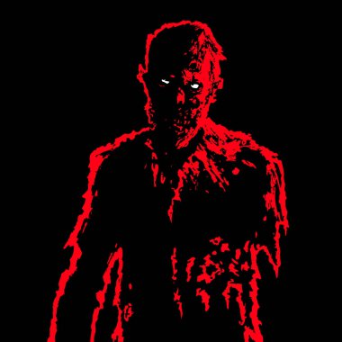 zombi işadamı siyah arka plan vektör çizim üzerinde kırmızı ve beyaz renklerde