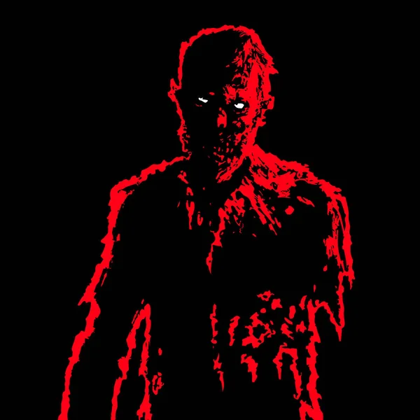 Zombie uomo d'affari in rosso e bianco colori su sfondo nero vettoriale illustrazione — Vettoriale Stock