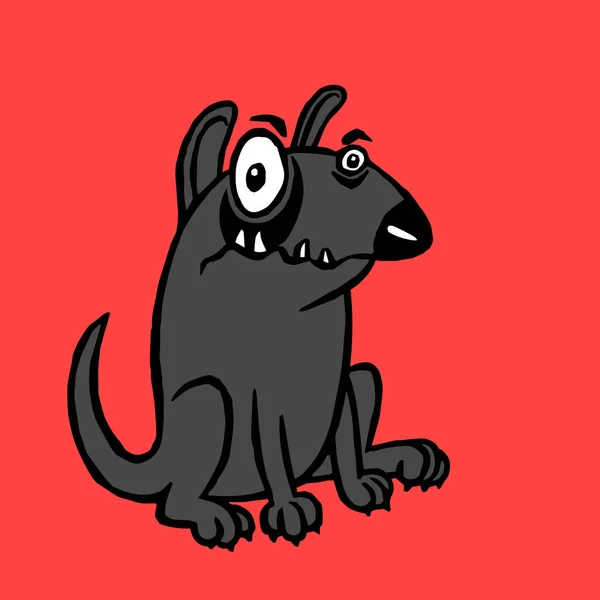 Perro negro de dibujos animados. Ilustración vectorial — Vector de stock