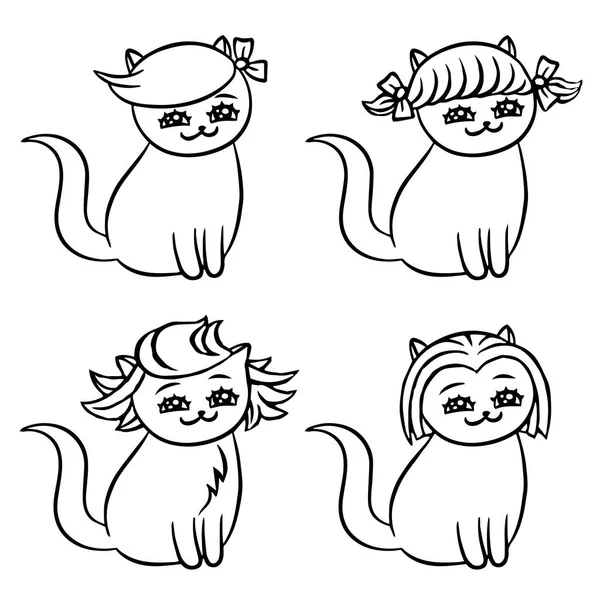Kreslený účesů kočky vektorové ilustrace — Stockový vektor