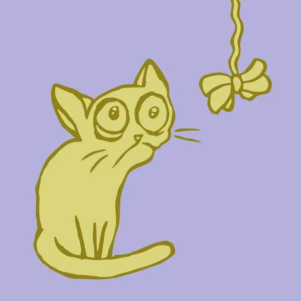 Funny strange flat cartoon mustard cat — Stock Vector