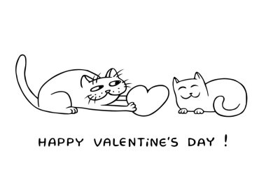 Sevimli aşk siyah beyaz renkler kediler  