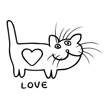 Sevgililer gününde siyah beyaz aşk kalp kedi 