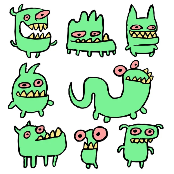Lustige grüne Monster — Stockvektor