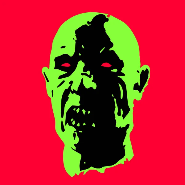 Enge zombie gezicht vectorillustratie — Stockvector