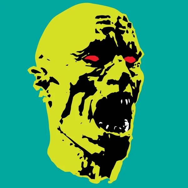 Yellow zombie screams head — Stock Vector