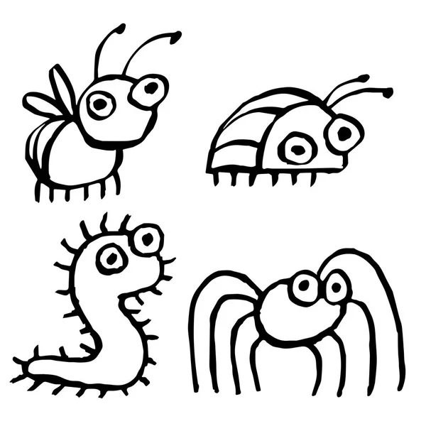 Drôles d'insectes de dessin animé rampant quelque part. illustration vectorielle — Image vectorielle