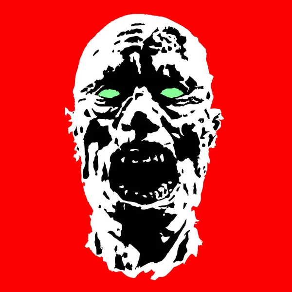 Cara de horror zombi. Ilustración vectorial — Vector de stock