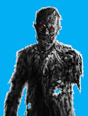 Zombi işadamı çizim. Korku resim.